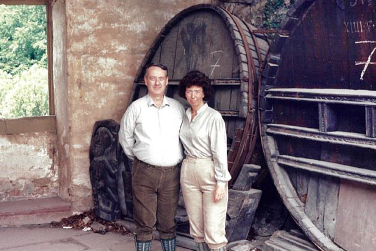 Robert Connelly and his wife, Emily, taking a break while hiking in Bavaria. 